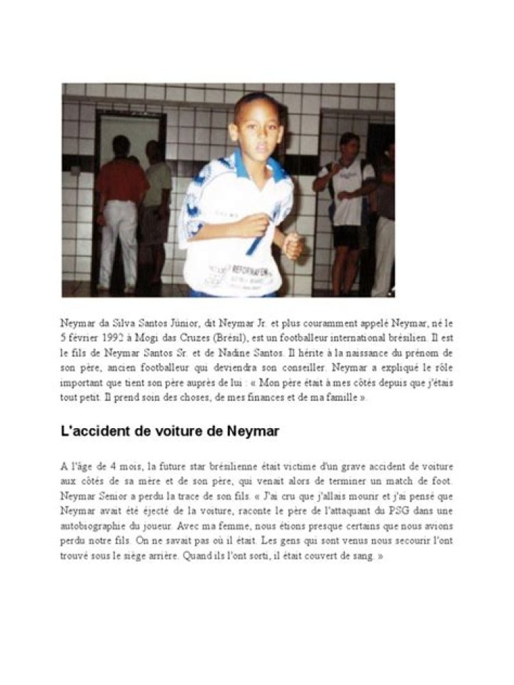 Histoire de l'enfance de Neymar Plus Faits Biographie Untold