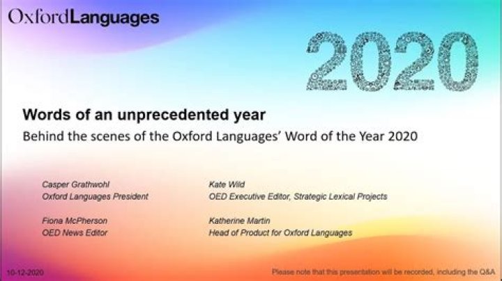 This Is the 2020 Word of the Year, Oxford Dictionary Says